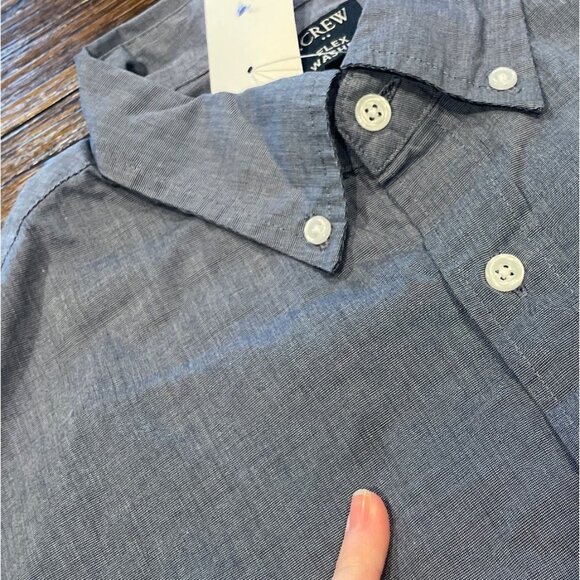 NWT J.Crew Factory Men's L Slim Untucked Flex Casual Shirt Montclair Navy L0461 - Picture 4 of 8